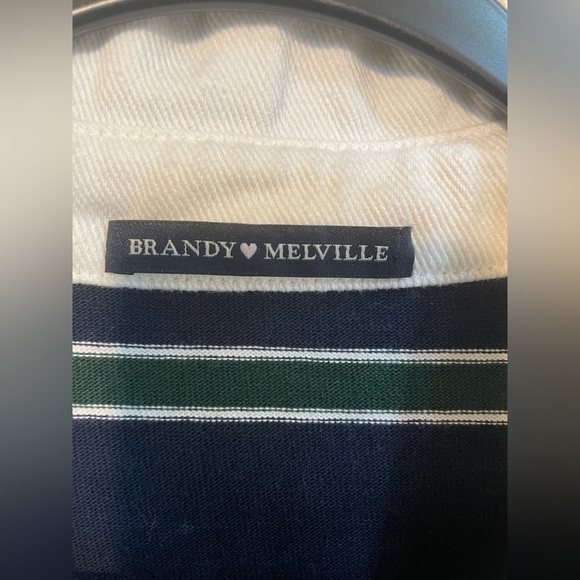 Brandy Melville Cropped Collared Striped Sweater - Picture 2 of 3